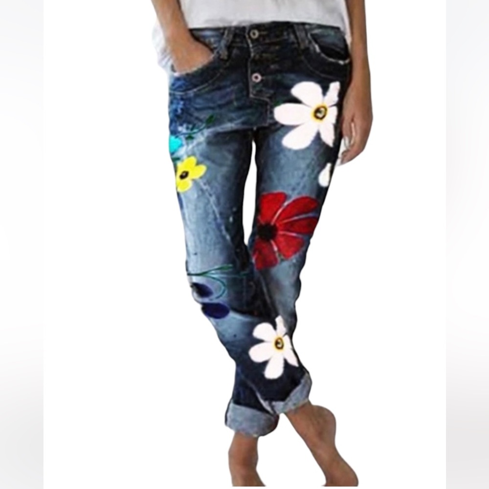 NIANOINGSECAI JEANS 1980
Bold Floral Women’s Jeans Size XL 10/12